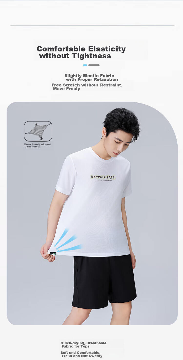 Huili Short-Sleeve T-Shirt for Men, Outdoor Sports Breathable Quick-Dry Shirt, Men's Running Training Fitness T-Shirt, Casual Round Neck Top for Me 7