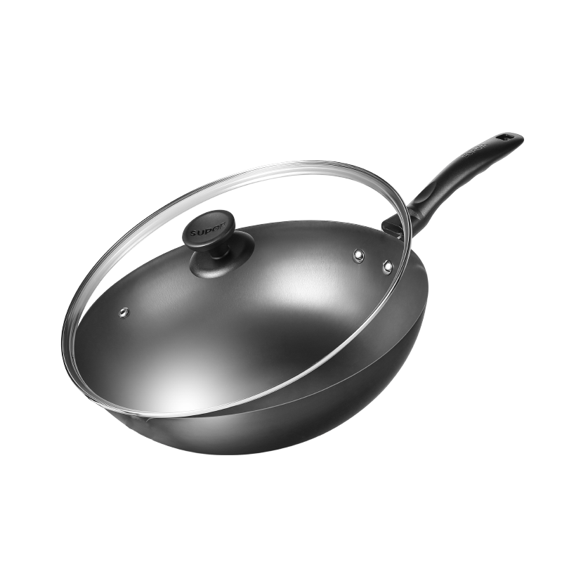 SUPOR Wok Iron Pan Cast Iron Traditional Raw Iron Pot for Home Use, Non-Coated Stir-Fry Pan Compatible with Gas And Induction Stoves FC30E21