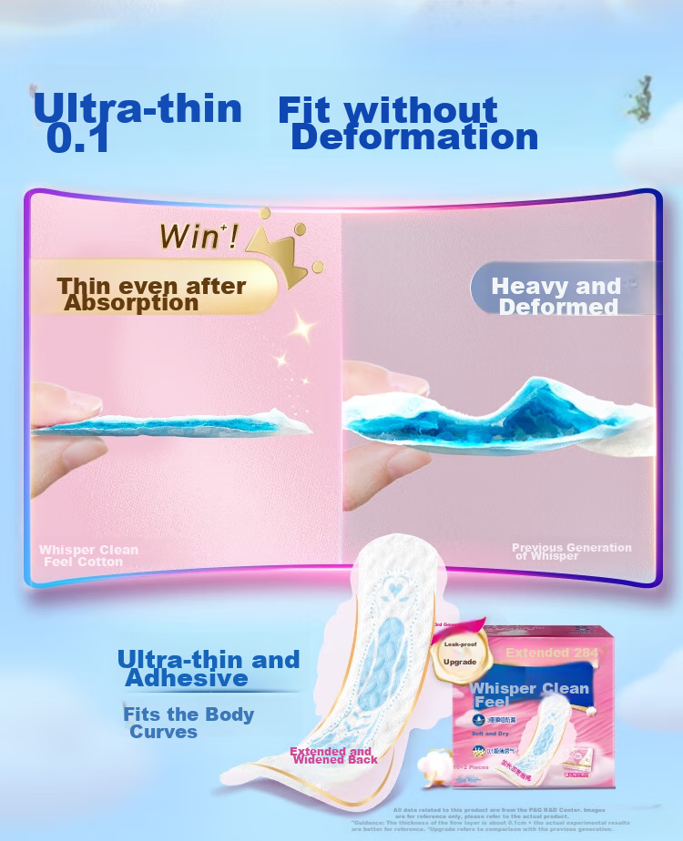 Hushubao [Quick-Drying Cloud-Soft] Sanitary Napkins, Heavy Flow Daytime Use, 284mm, 12 Pieces, Cloud-Feel Cotton Menstrual Pads, Ultra-Thin Breathable, Self-Operated 8