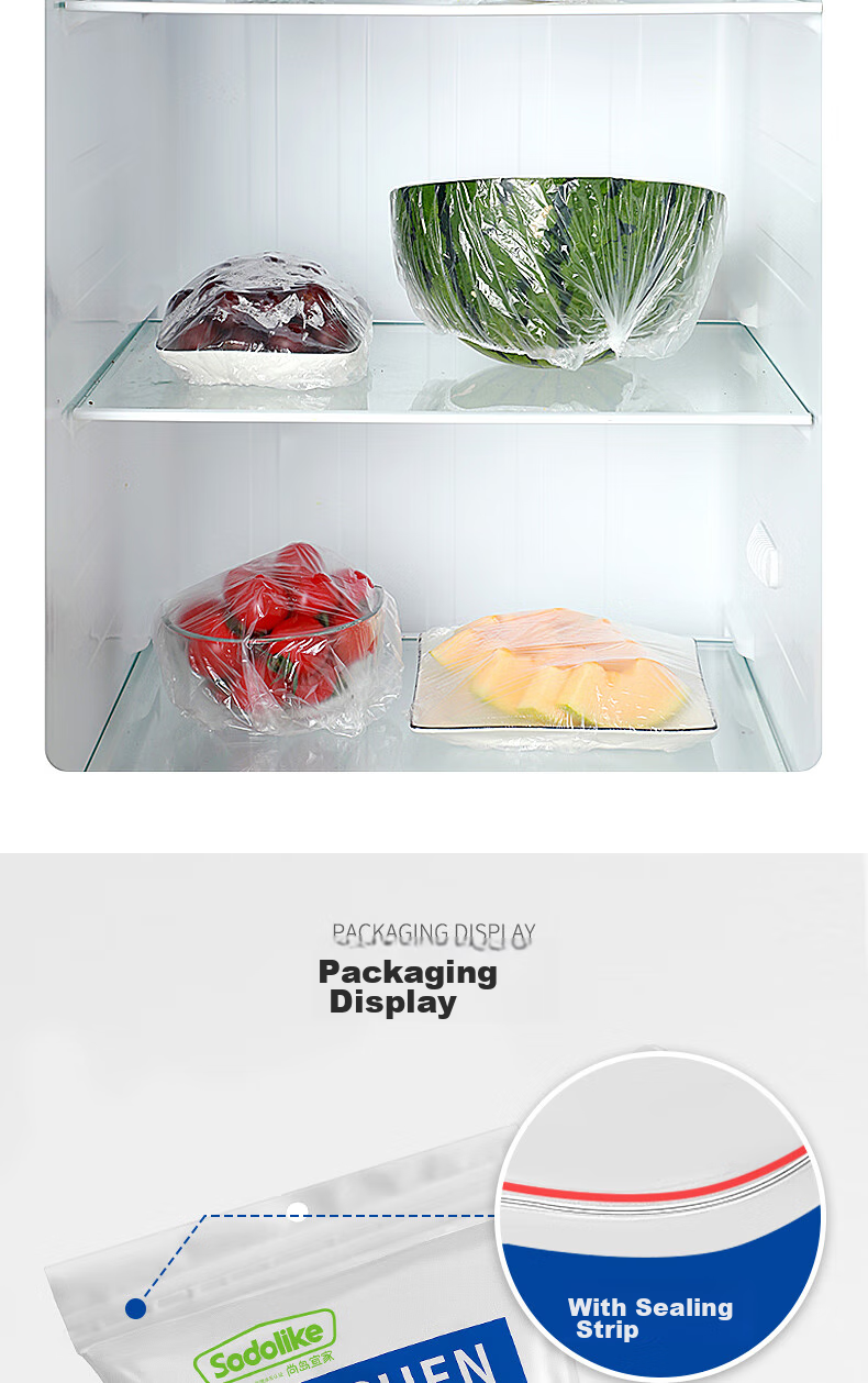 Sodolike Shangdao Food-Grade Fresh-Keeping Covers 300 Disposable Drawstring Thickened Kitchen Self-Sealing Bags Durable 6