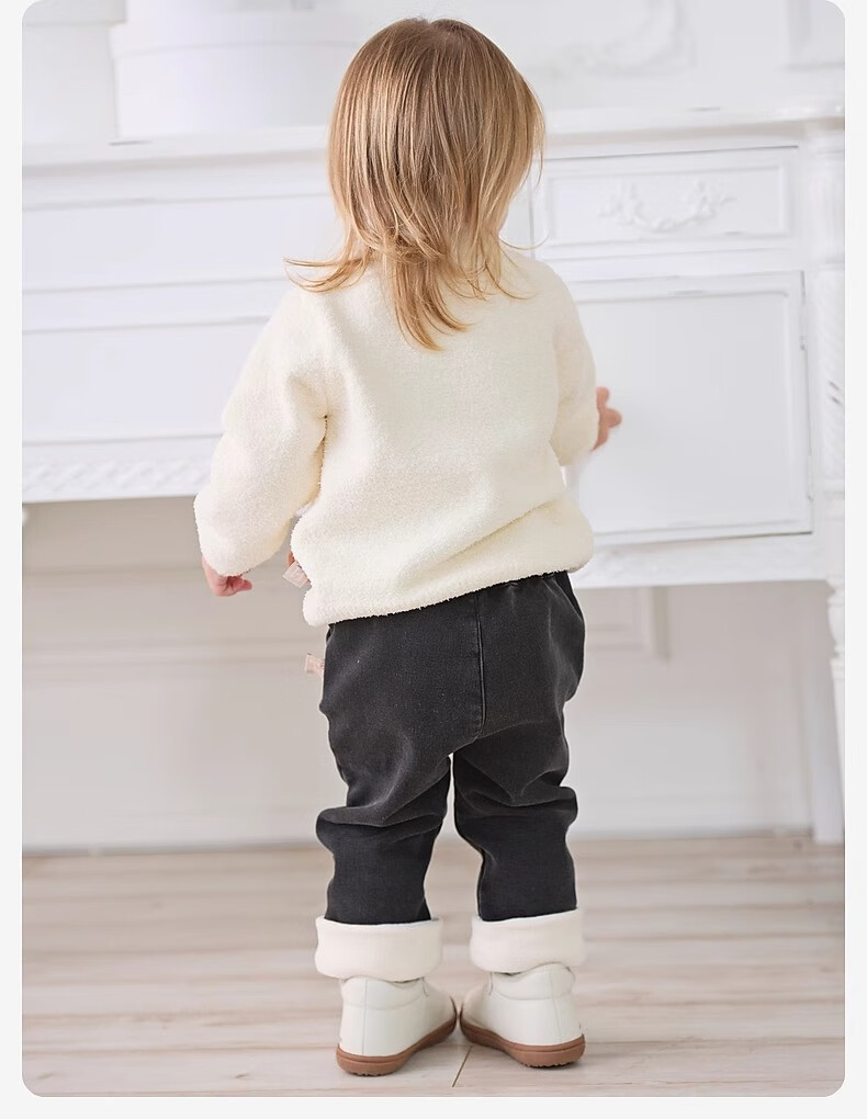 DAVE & BELLA Kids Pullover Sweater Winter Boys Girls Machine Washable Half Fleece Half Turtleneck Base Shirt 2