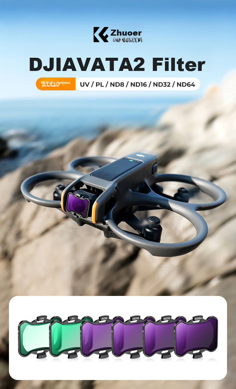 Zhuoer Avatar 2 DJI Avata 2 Filter Accessory Kit, UV Lens Protector, ND Filter, CPL Polarizing Filter, Avata 2 Drone Accessories 3