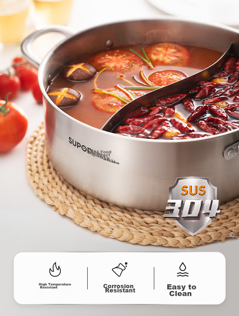 SUPOR Exquisite Stainless Steel Base Clear Soup Hot Pot 28cm, Compatible with Induction Cooker, Hot Pot Utensil ET28AAS05 7