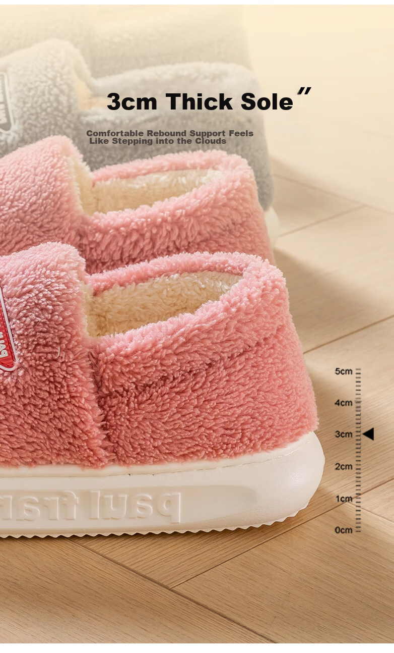 Paul Frank Cotton Slippers for Women, Autumn And Winter Outdoor Wear, Men's Heel-Covered Warm Home Thick Maternity Cotton Shoes 1002 7