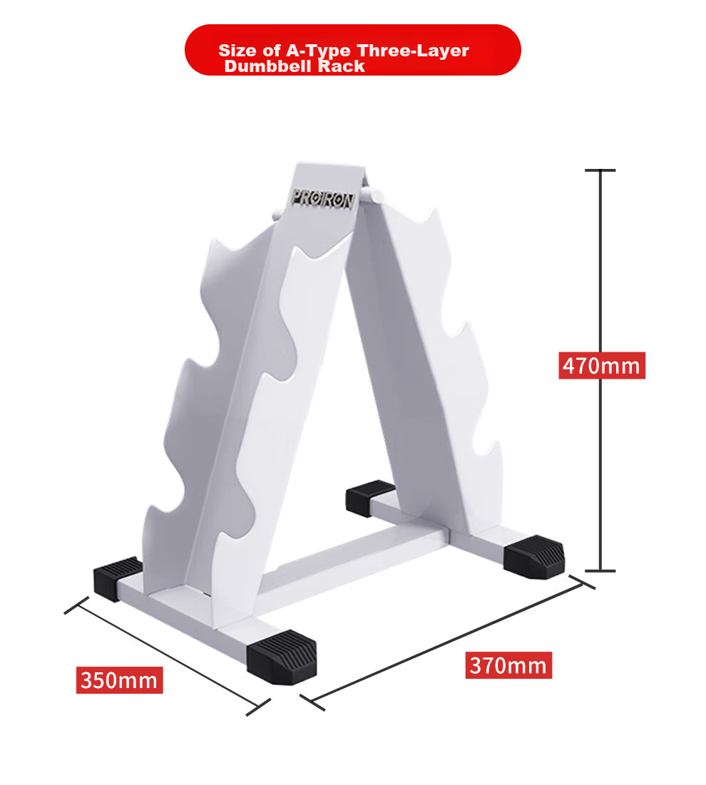 PROIRON Puli'ai Dumbbell Rack, Home Gym Dumbbell Rack, Rubber-Coated Steel, Painted, Universal Dumbbell Rack, A-Shaped Three-Tier 6