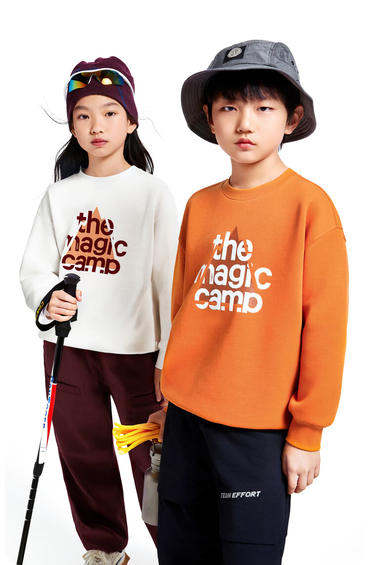 Annil Children's Clothing, Boys And Girls Long-Sleeve Sweatshirt, 2024 Autumn New Sports Printed Outdoor Warm Loose Fit, Off-White, Size 110 10