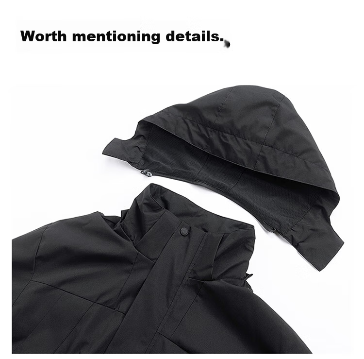 MiiOW Men's And Women's Three-In Thickened Jacket with Fleece Inner Layer, Couple Style, Waterproof Outdoor Hiking Mountaineering Coat for Me 19