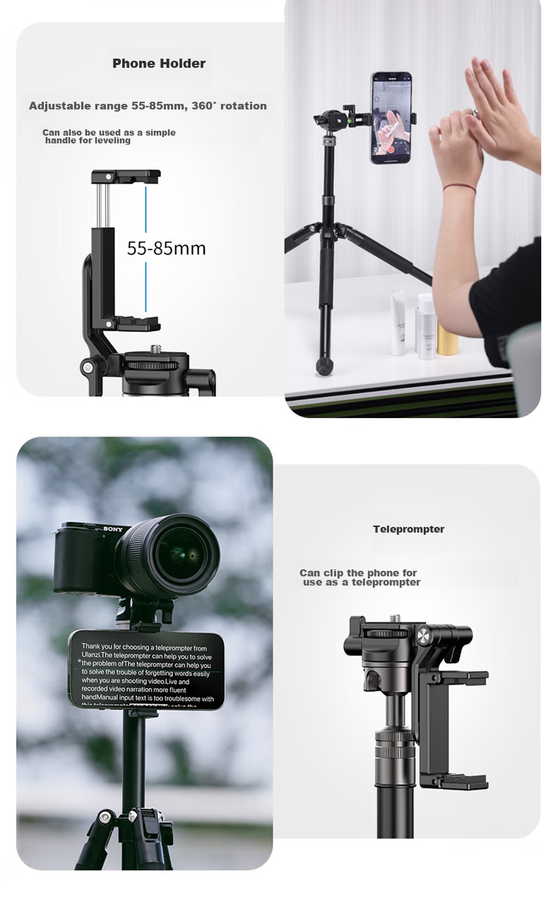 Youlanzi Ulanzi MT-63 Camera Reverse Folding Tripod, DSLR Climbing Outdoor Stand, Mini Portable Photography Tripod, 360° Pan Head, Detachable Center Colum 3