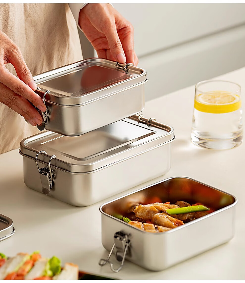 Onlycook Traditional Lunch Box for Office Workers And Cafeteria Use, Sealed Food Container for Steamed Rice, Food-Grade Stainless Steel Bento Box - Large Size 1