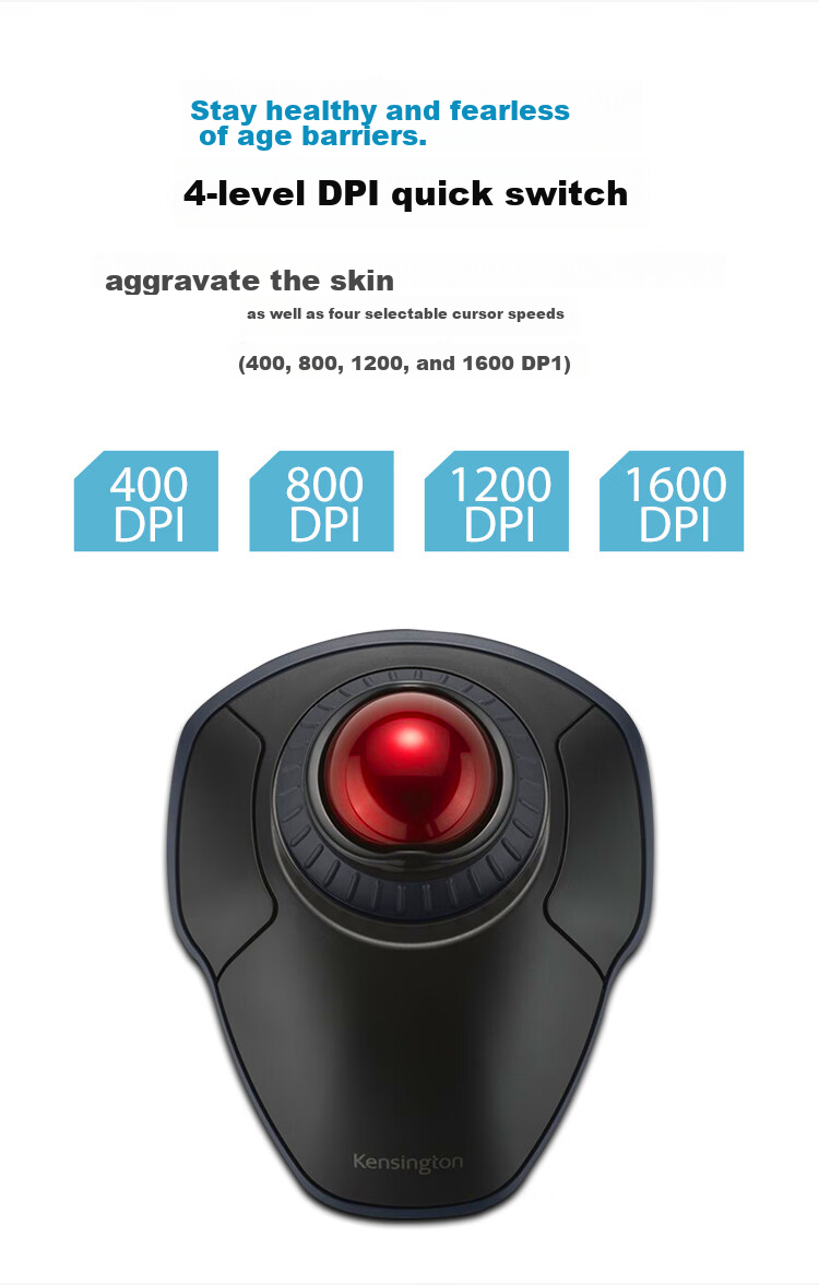 Kensington Wireless Trackball, Ergonomic Mouse, Wireless Bluetooth, for Home Office And PS Drawing, with Wrist Rest, Compatible with ASUS, Lenovo, HP, Apple, Black with Red K70992 10