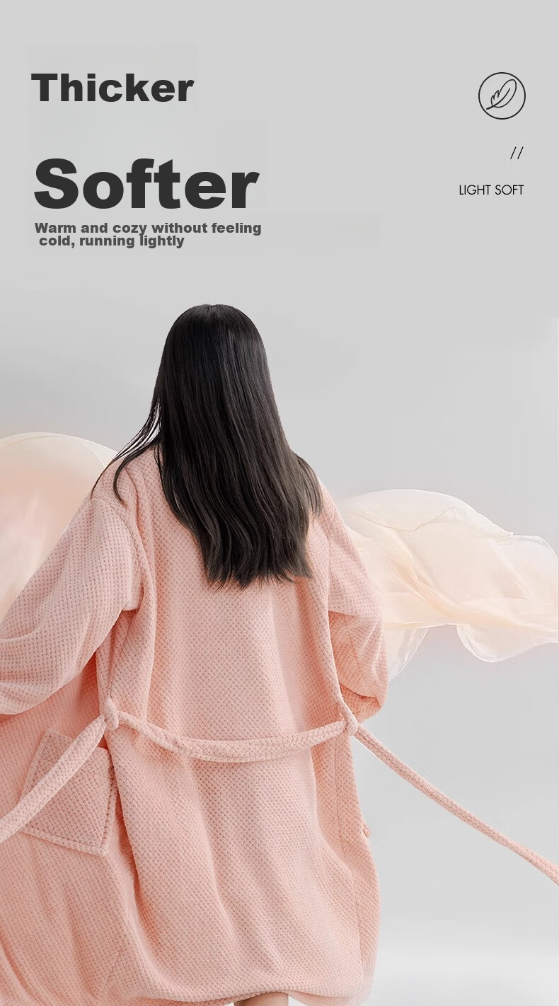 Grace Pineapple Pattern Home Bathrobe, Absorbent Soft Breathable Unisex Couple Pajamas High-End Women's Bathrobe Pink 4