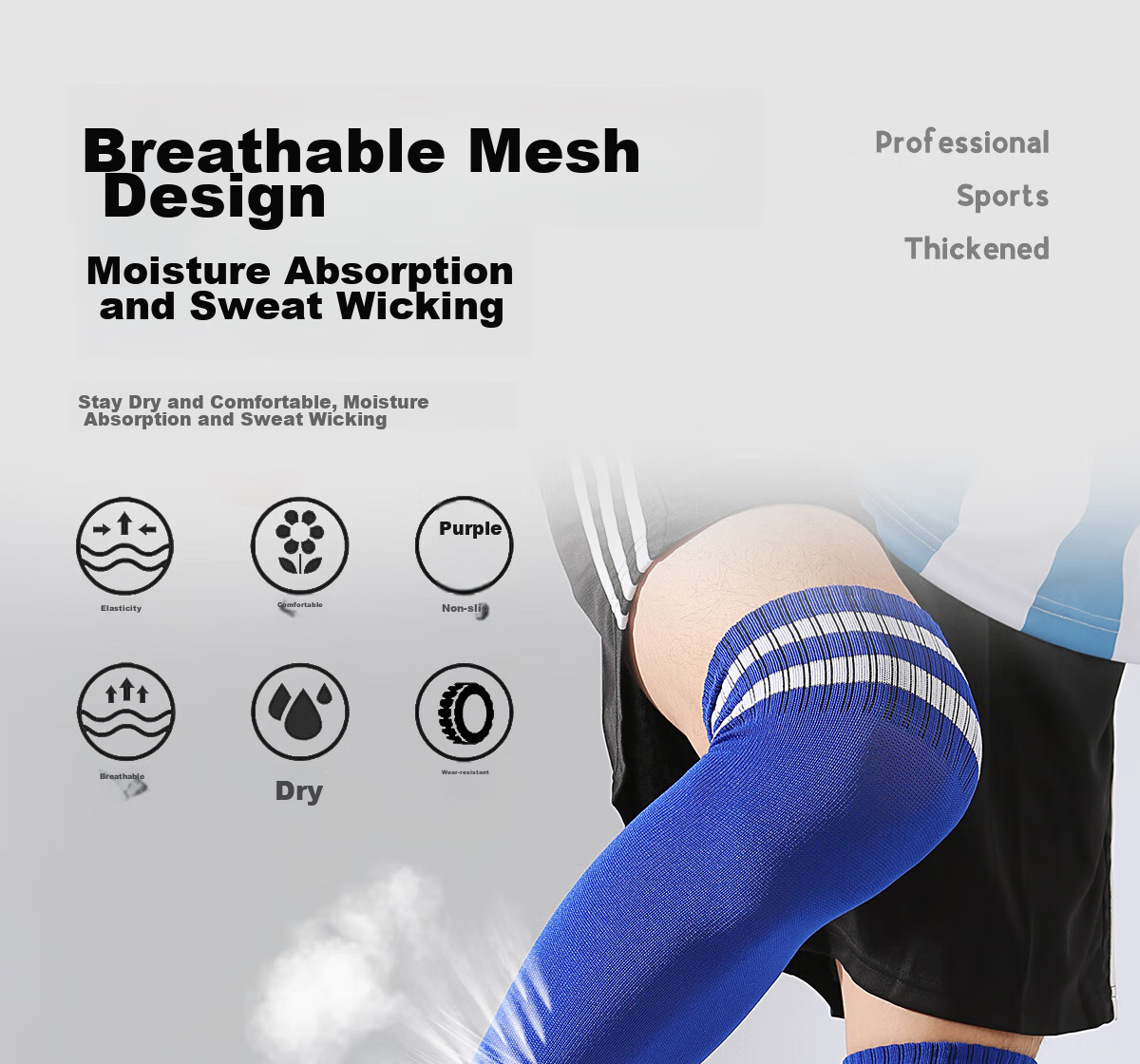 CASPIAN WOLF Soccer Socks, Long Over-Knee Socks for Men And Women, Non-Slip Children's Soccer Socks, Training Socks 11