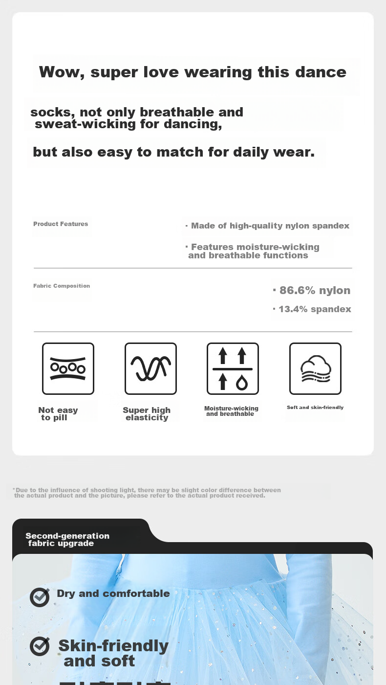 Ailatu Children's Dance Tights for Girls, All-Season Versatile Leggings, Practice Socks, Exam Tights for Students, White Socks 1