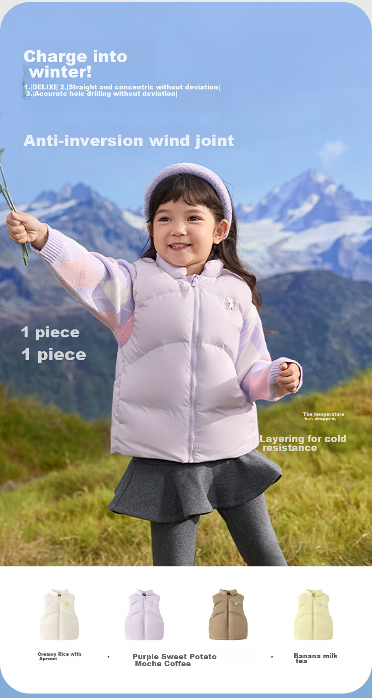 BALABALA Children's down Vest Winter Clothing, Boys And Girls Stand-Collar Jacket, Warm And Cute 5