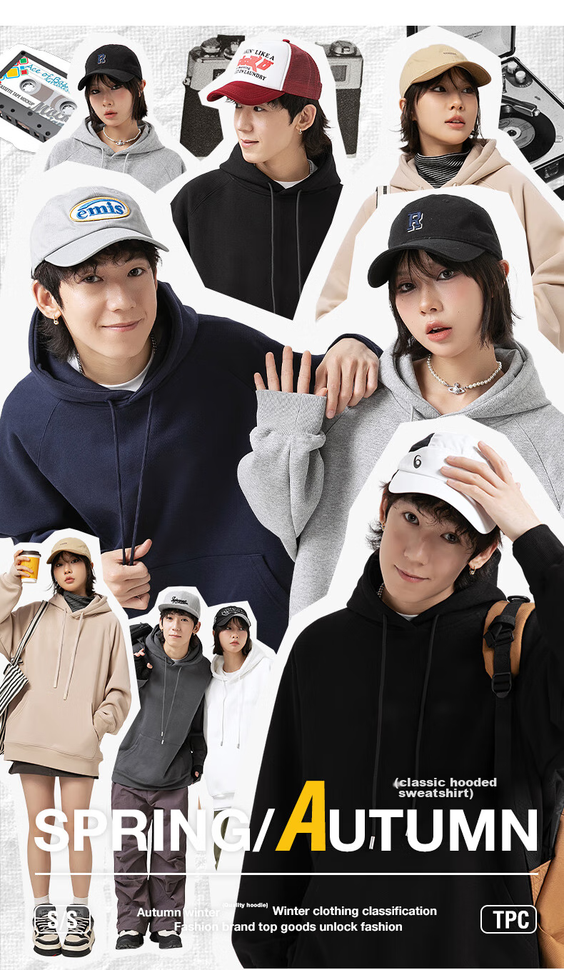 Mianzhi National Trend Brand Men's Hoodie, American-Style Loose-Fitting Trendy Base Layer, Versatile Couple's Outfit 6