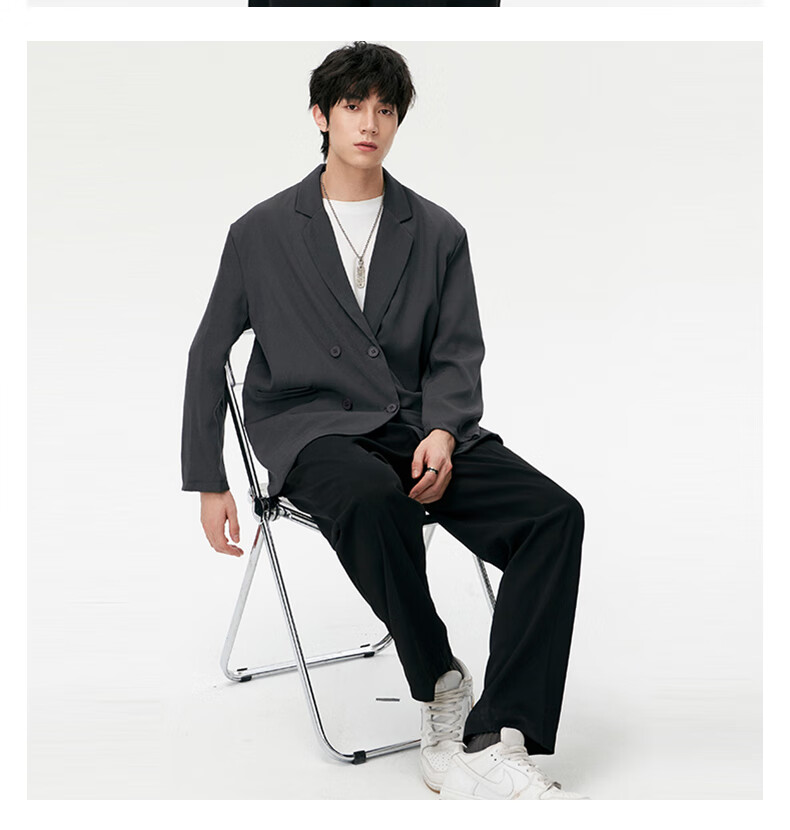 MMOPTOP Luxurious High-End Suit Jacket for Men, Spring And Autumn Trendy Cool Casual Blazer Top X233 Black 2XL 9