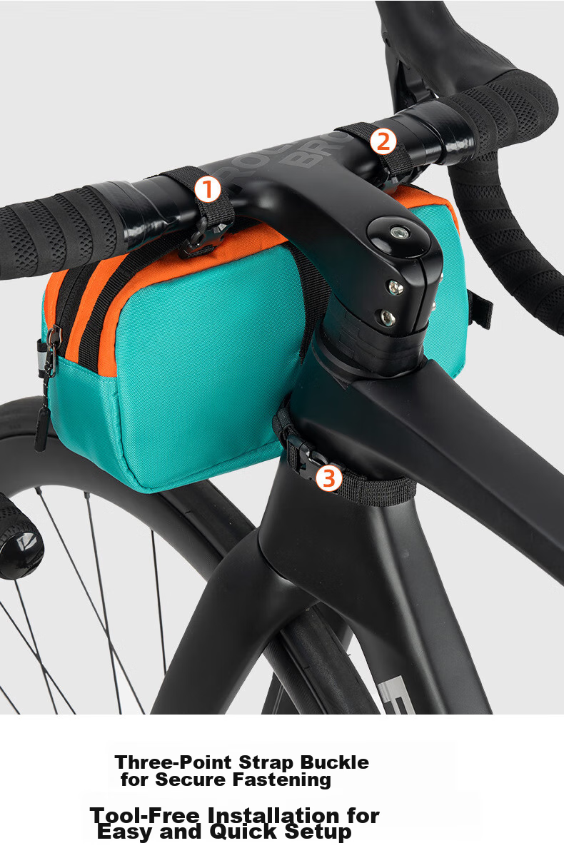 ROCKBROS Bicycle Front Bag for Mountain And Road Bikes, Handlebar Storage Pouch with Reflective Strips, Commuter Cycling Gear, Blue And Orange Color 6