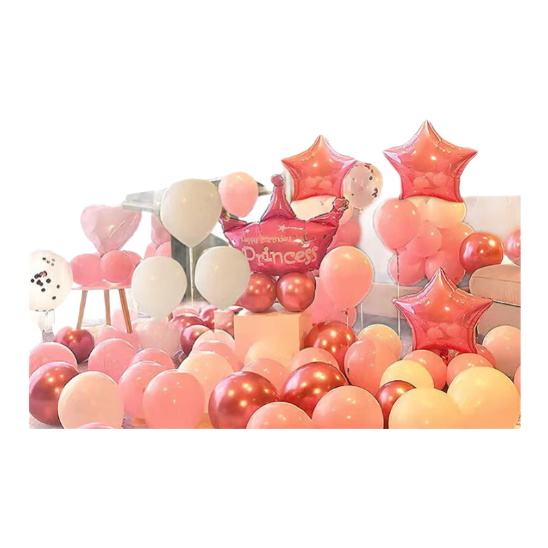 Duomeiyi Birthday Scene Decoration, Birthday Decorations for Boys And Girls, First Birthday Celebration, Aluminum Foil Balloons, Pink Set