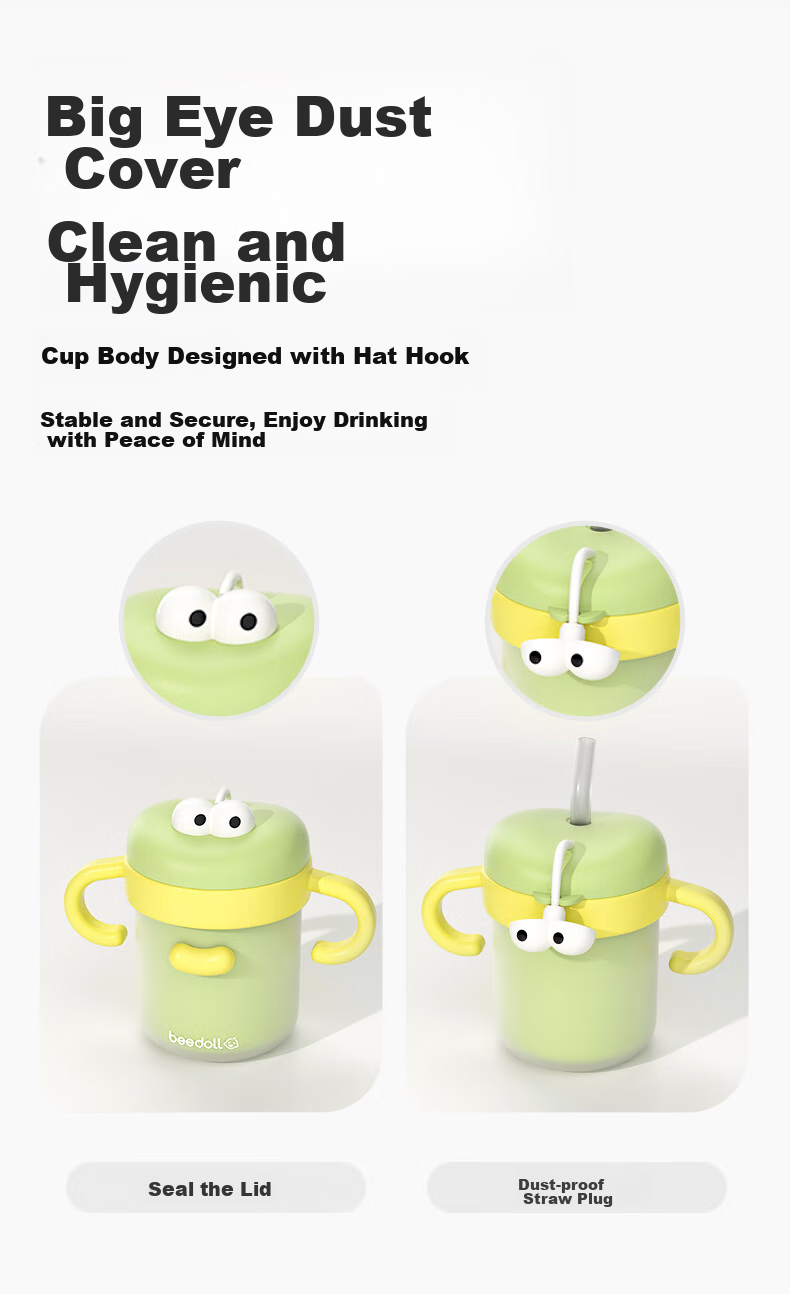 Beedoll Children's Insulated Milk Cup with Straw for Kindergarten, Suitable for Ages 1-2 And Above, Direct Drinking Student Water Bottle, Wei'er Pink 5