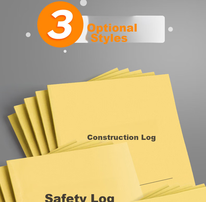DiLe Premium Series, 16K Customized Safety Log Notebook for Construction Supervision And Safety Recording, Single Book with 38 Pages, 4341 Safety Log 3