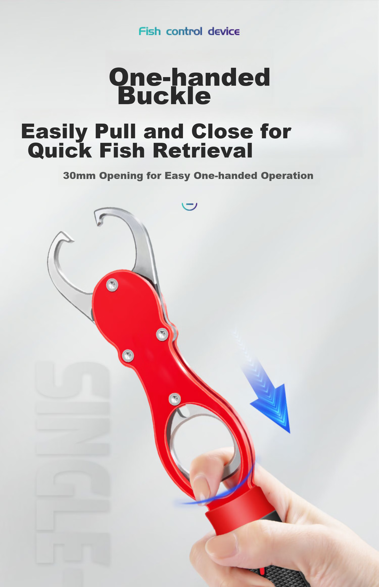 Grsaed Fish Controller with Scale, Multi-Functional Aluminum Alloy Fish Catcher, Fish Clamp, Fish Grabber, Fish Control Pliers with Lanyard, Blue 4