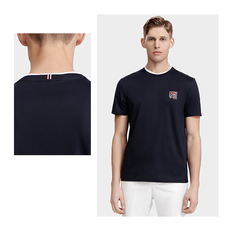 FILA Official Men's Short Sleeve T-Shirt Summer Simple Crew Neck Business Casual Commuter Tee 4