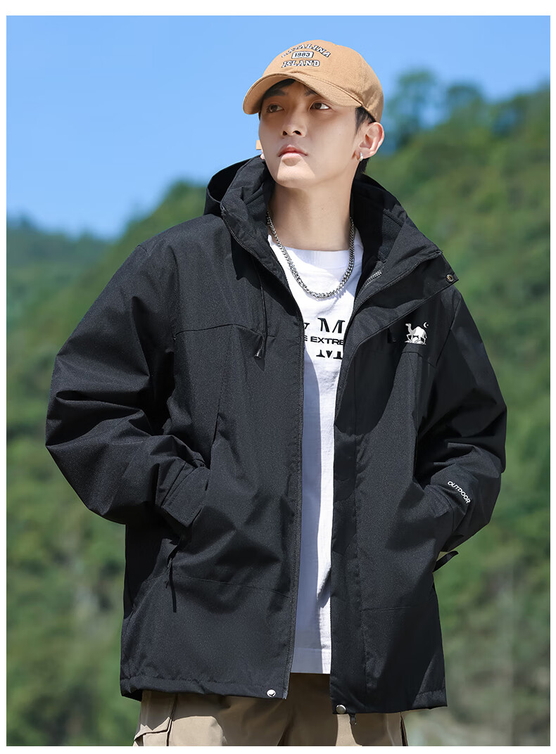 EASTERN CAMEL Couple's Three-In Waterproof Jacket, Men's And Women's Outdoor Sports Coat, Windproof Outerwear, Light Green Single Layer, 3XL 7