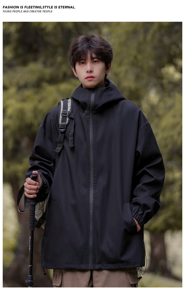 MMOPTOP Black Knight Outdoor Sports Jacket for Men And Women, Spring And Autumn Functional Workwear Hiking Coat, Black, Size M 8