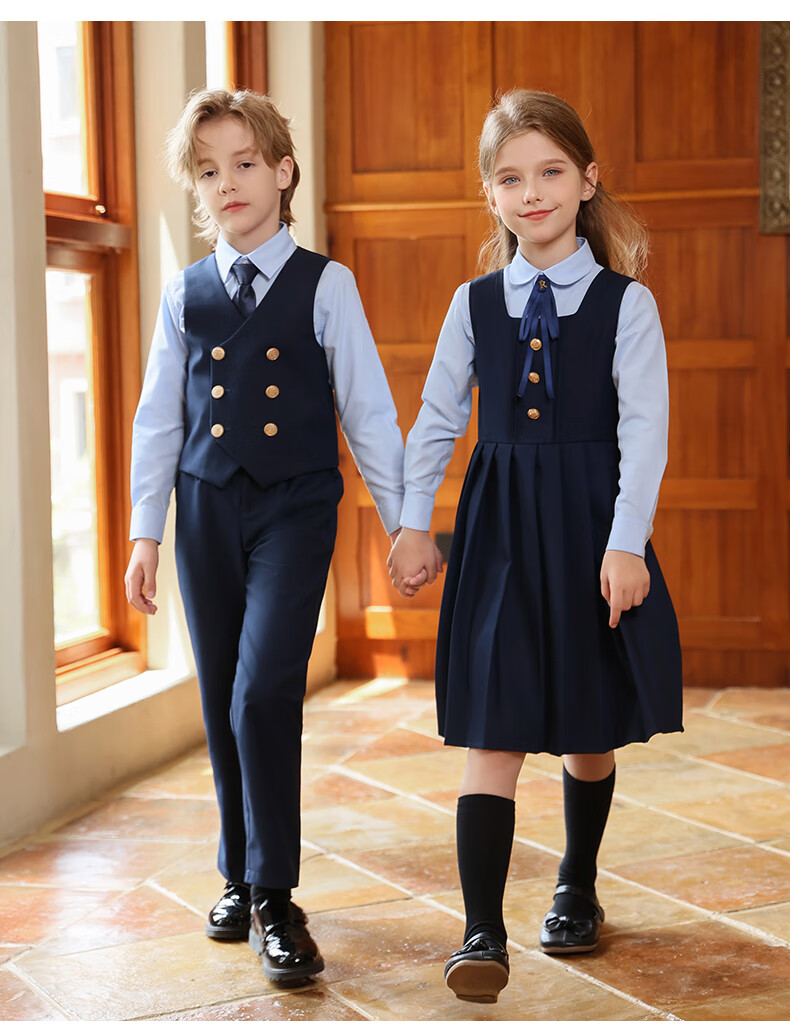 Yinuofang Children's Performance Suit Set Boys and Girls Group Performance Clothing Host Suit Girls Dress Set 4