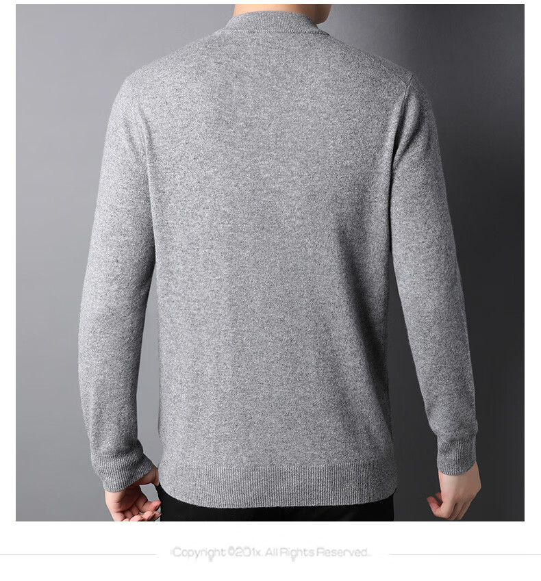 Hengyuanxiang Pure Cashmere Sweater for Men, Semi-Turtleneck, Warm, Versatile, New Year Battle Robe, Zodiac Year Red Sweater, Thick Style 8