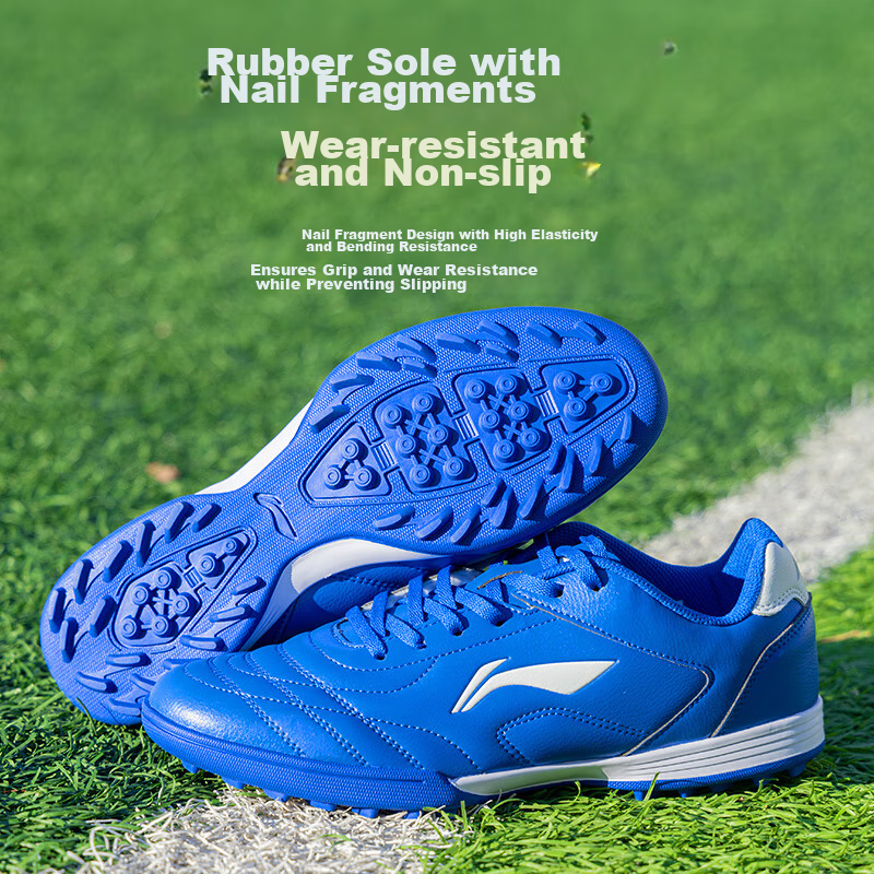 Футбольные бутсы Li-Ning для мужчин, шиповки TF, для взрослых и детей, профессиональные тренировочные бутсы, синие, размер 35