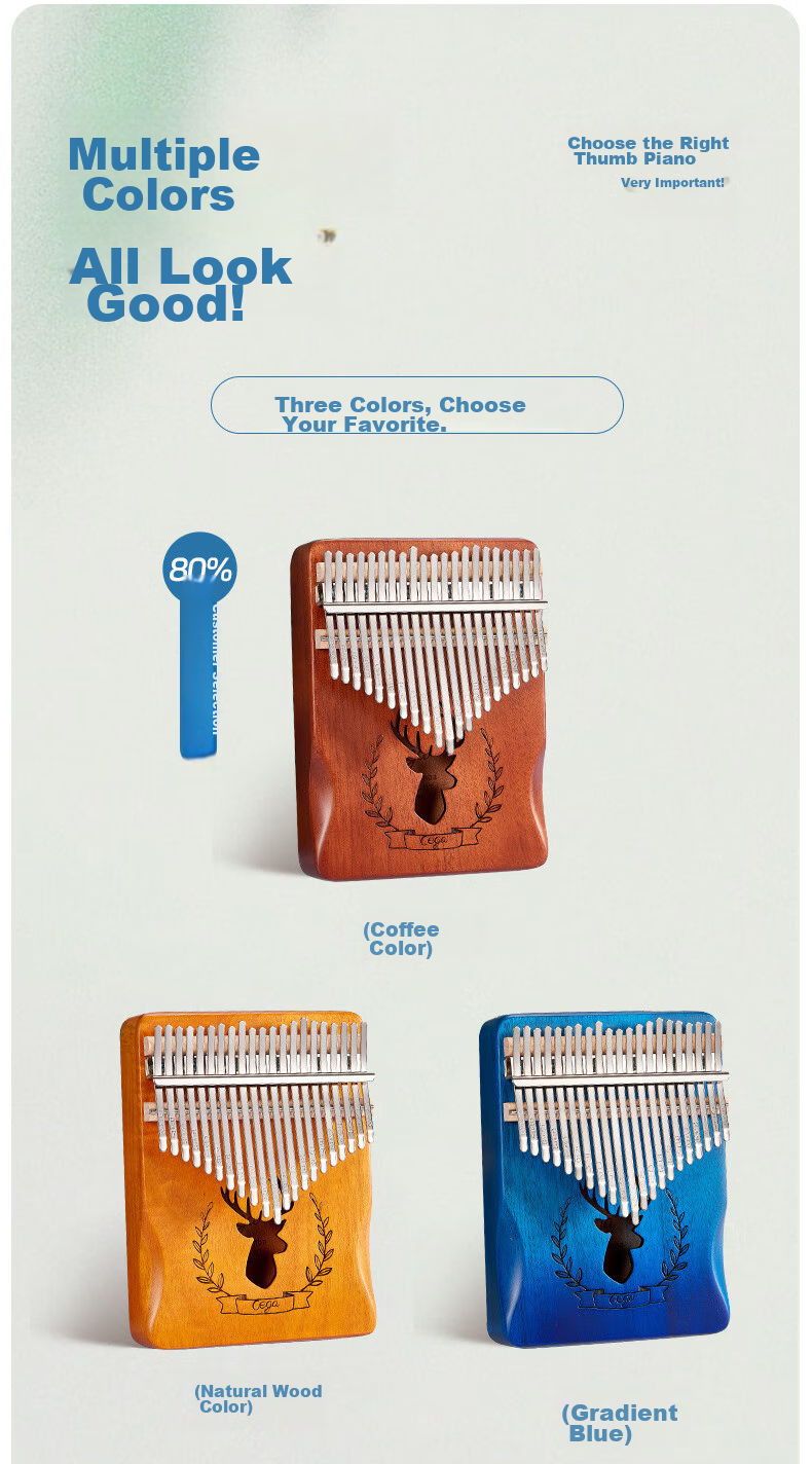 Qian Gu Kalimba Thumb Piano 21-Note Beginner Easy-to-Learn Instrument Finger Piano for Girls Children's Festival Gift 9