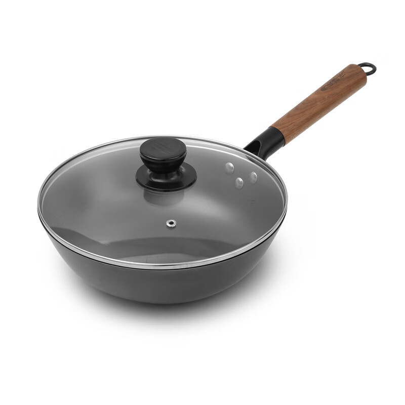 Dianjiang Wok, Cast Iron Flat Bottom Small Stir-Fry Pan, 26cm, Cast Iron Cooking Pot, Lightweight, Uncoated, Rust-Resistant