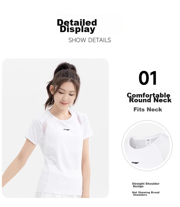 Li-Ning Yoga Wear for Women, Mesh Back Short-Sleeve Top, Sports Running Fitness Clothing, Fashionable And Slim-Fit 13