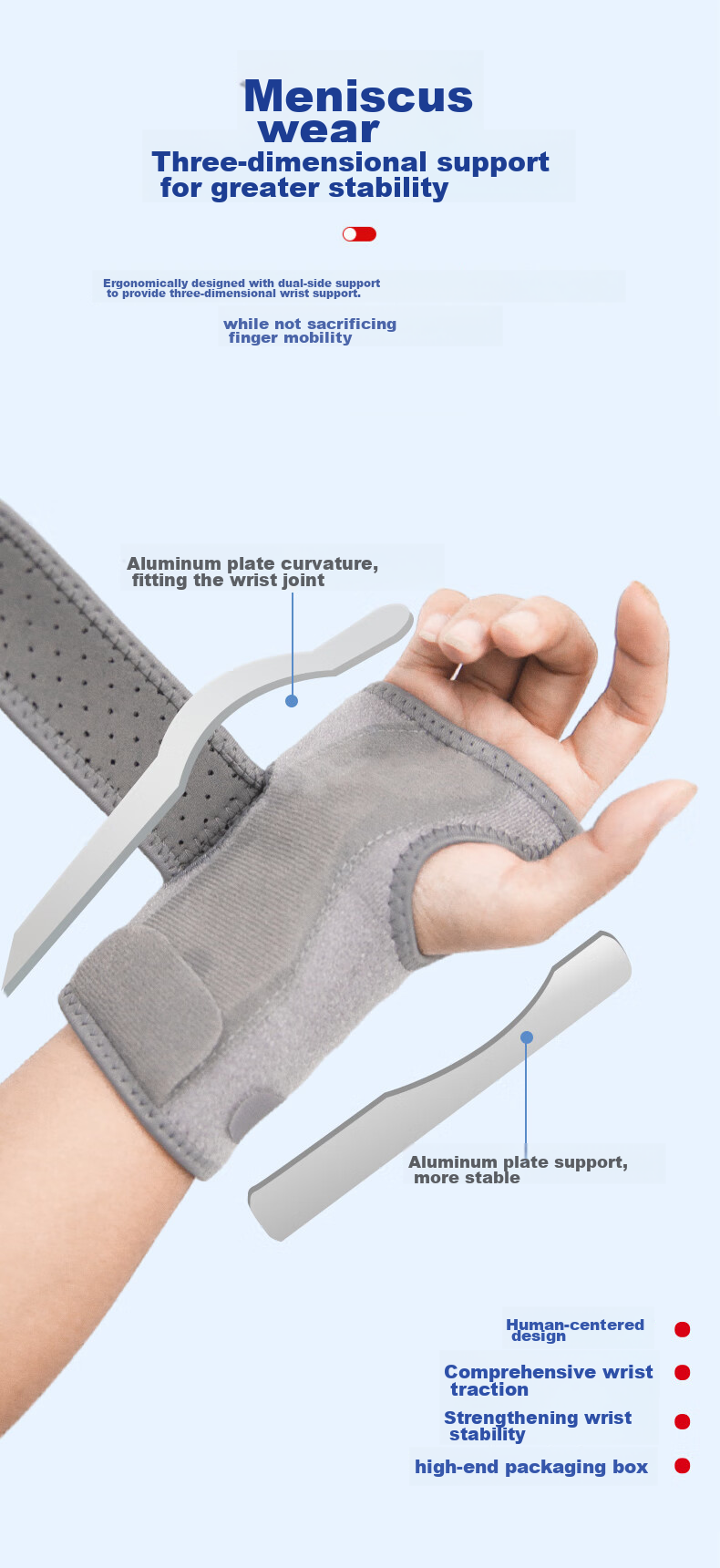 Mdikawe Sprain Splint Brace Wrist Medical Device Wrist Joint Tendon Sheath Fixation Support Bandage Left Hand Gray 3