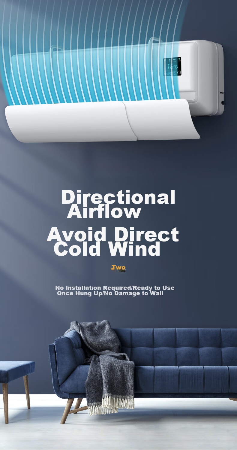 XIAO HUANG HOU Air Conditioner Wind Deflector, Anti-Direct Blowing, PP Material, Baby-Friendly, No Drilling Required 1