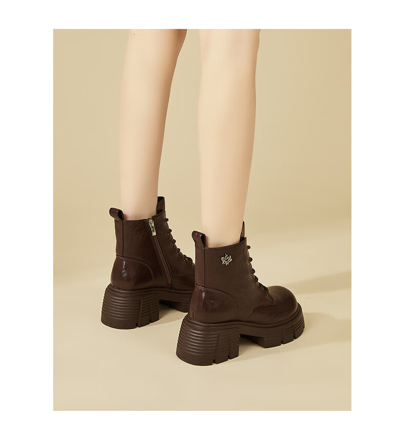 DAPHNE Thick-Soled Women's Martin Boots, Winter British Style Versatile Fleece-Lined Ankle Boots, Fashion Boots for Women, Black, Size 35 11