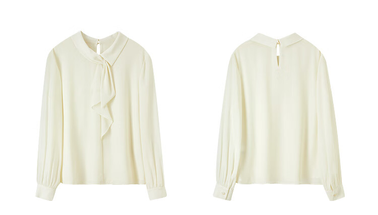 Sentubila Elegant Ribbon Blouse for Women, Spring Women's Wear, Light And Fashionable Long-Sleeve Chiffon Blouse, Versatile Commuter Top 39
