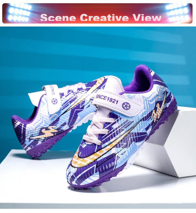 Shuangxing Children's Soccer Shoes, Youth Non-Slip Wear-Resistant Training Shoes for Boys And Girls, TF Turf Cleats, Lightweight All-Season Style for Artificial Turf 15