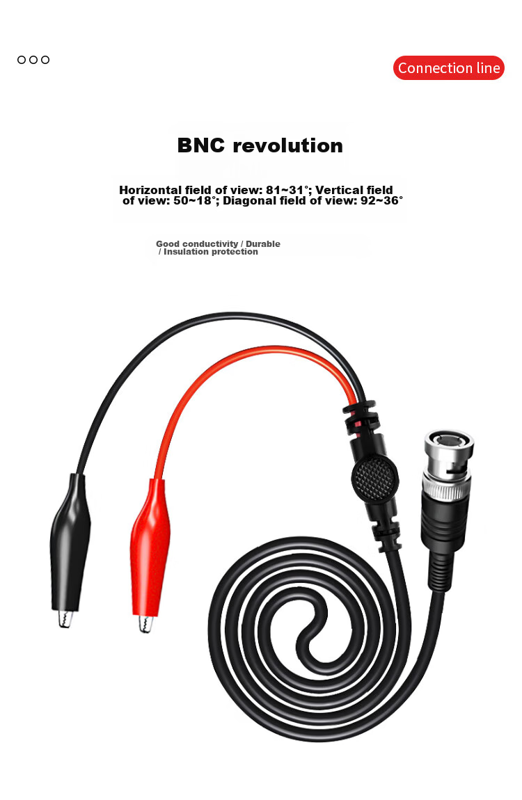 Fengyingzi BNC to Alligator Clip Test Cable, Pure Copper, Q9 Double Clip Cable, Oscilloscope Connection Cable, 0.5m, FYZ-HR70 1