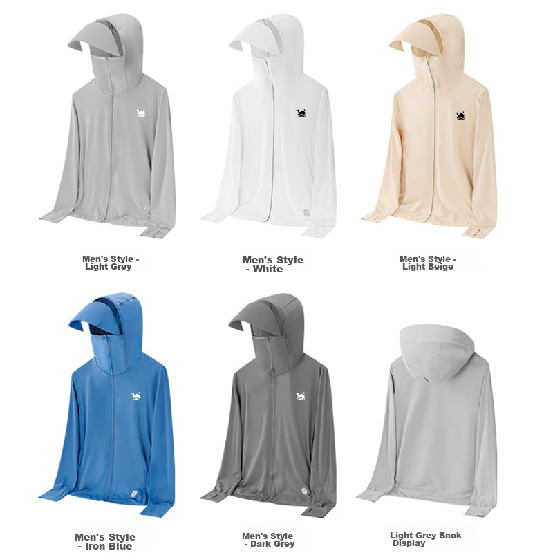 EASTERN CAMEL Couple's Sun Protection Clothing, Men's And Women's Summer Sun-Blocking UV-Resistant Fishing Skin Jacket, Men's Light Gray, Size L