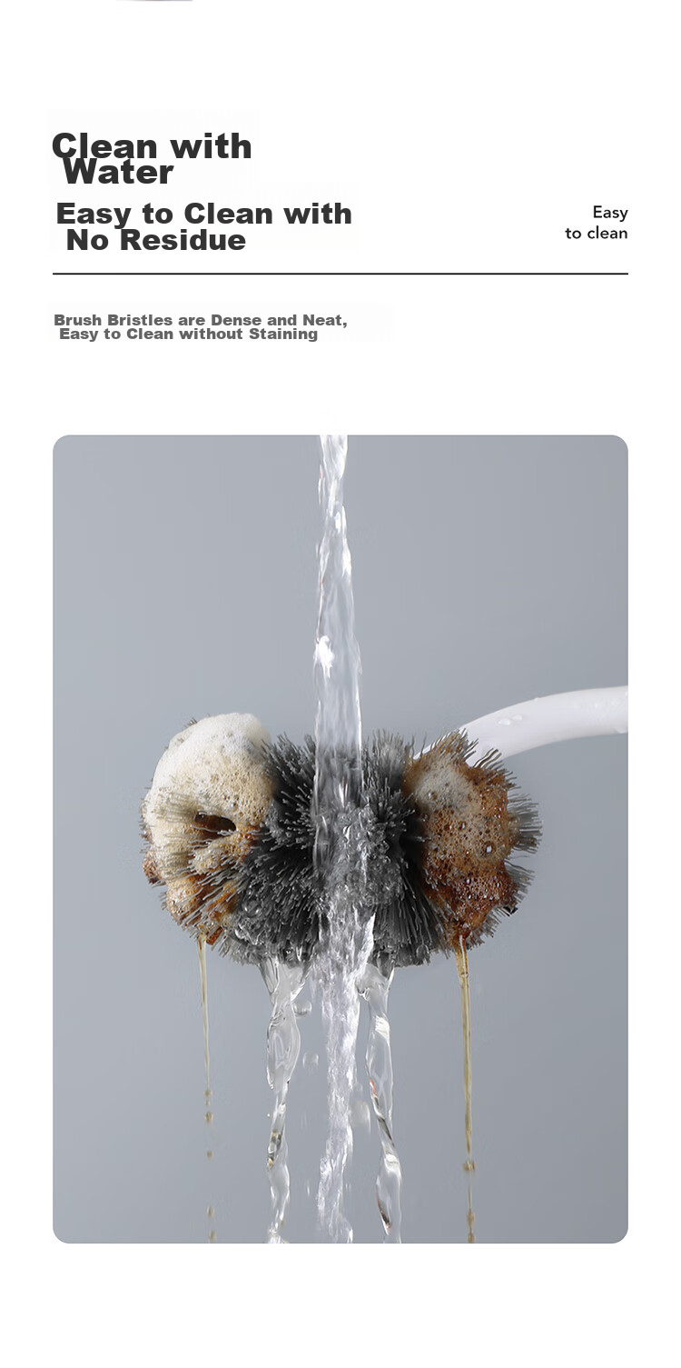 LYNN Toilet Brush 2 Pieces [With 2 Hooks], Multi-Angle No Dead Angle Cleaning Brush, Floor Brush 10