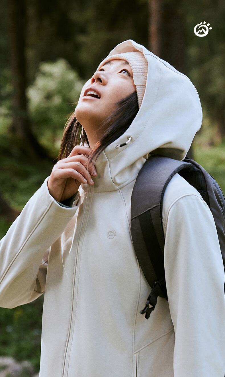 TECTOP Soft Shell Jacket, Fashionable Windproof Breathable Wear-Resistant Coat, Hooded Sports Windbreaker, Cloud Ink Black, M 5