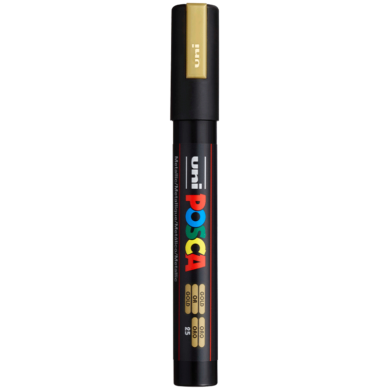 Uni Mitsubishi POSCA Acrylic Marker (Medium Size) Gold Single PC-5M Brush for Posters, Advertising Signs, Drawing, Hand-Drawing, Graffiti, Painting, Watercolor Pens for Graduatio