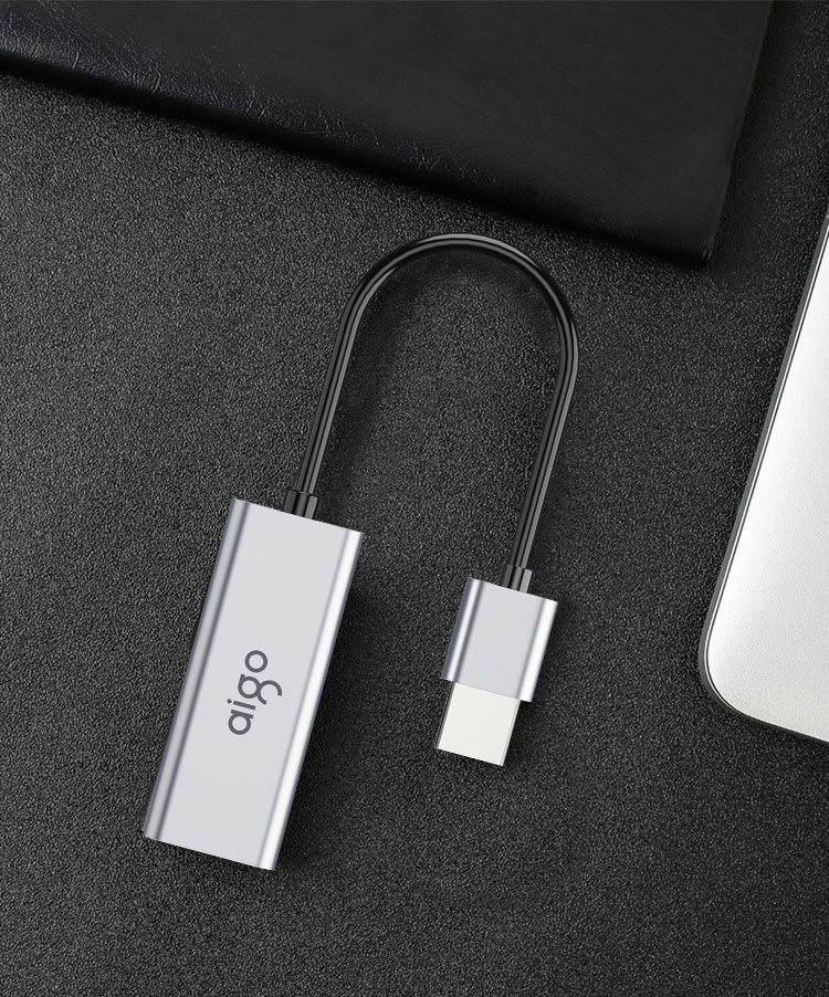 Aigo USB to RJ45 Gigabit Ethernet Adapter, Network Cable Converter, Laptop Docking Station, USB Hub, Expansion Dock R03A (Metal) 11