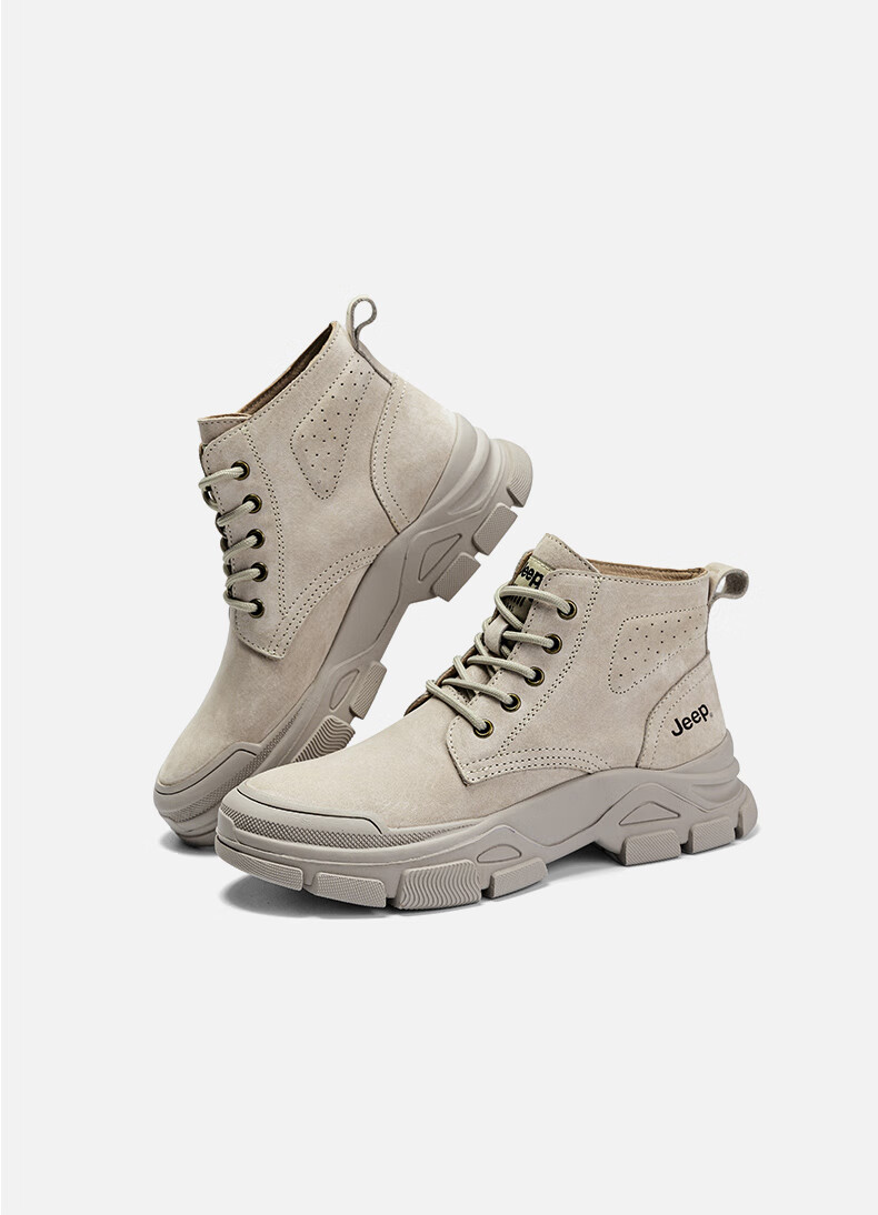 Jeep Martin Boots for Women, Autumn Style, Retro British Fashion, Outdoor Hiking Work Boots, Sand Color, Size 37 8