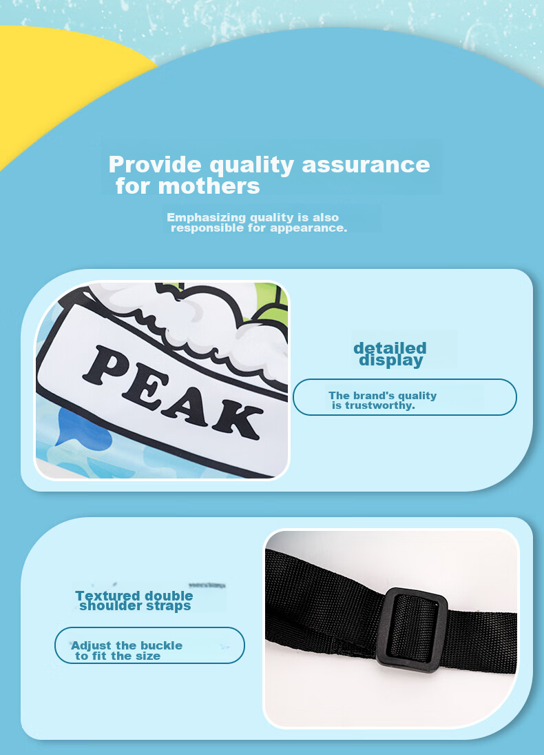 PEAK Children's Dry-Wet Separation Swim Bag, Sports Drawstring Fitness Portable Water-Resistant Storage Bag, Backpack 02 Blue 9