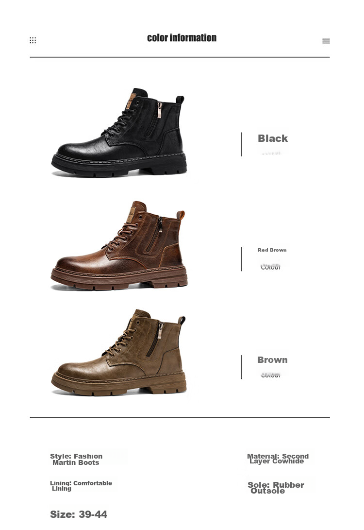 G.N.Shi Jia Men's Genuine Leather Martin Boots, New Autumn/winter 2026 Style, Versatile Casual High-Top Boots, British Style, Durable Work Boots 3