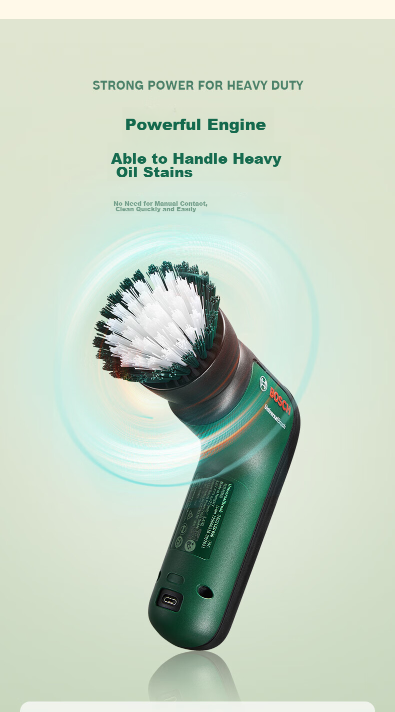 BOSCH Electric Cleaning Brush Waterproof for Glass Tiles Mirror Kitchen Multi-Functional Powerful Cleaning Motor IPX 5 Water Resistant 8