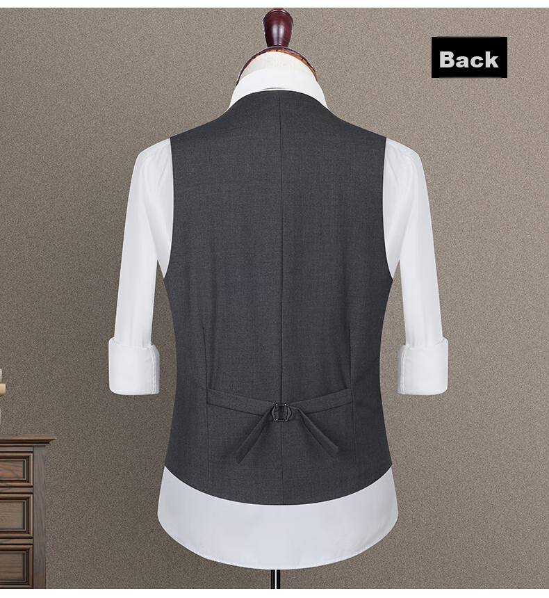 ROMON Suit Vest for Men, Slim Fit Business Professional Work Attire, Wedding Groom Waistcoat Vest, Men's Suit Jacket 14